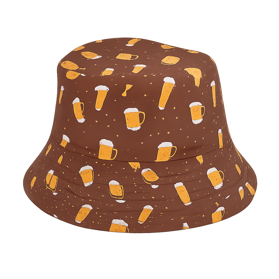 Bucket hat met bierprint